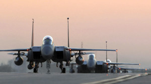 U.S. Air Force F-15E Strike Eagles taxi the runway after landing at Incirlik Air Base, Turkey, November 12, 2015. Six F-15Es are deployed in support of Operation Inherent Resolve and counter-ISIL missions in Iraq and Syria. Picture taken November 12, 2015. REUTERS/USAF/Tech. Sgt. Taylor Worley/Handout via Reuters  THIS IMAGE HAS BEEN SUPPLIED BY A THIRD PARTY. IT IS DISTRIBUTED, EXACTLY AS RECEIVED BY REUTERS, AS A SERVICE TO CLIENTS. FOR EDITORIAL USE ONLY. NOT FOR SALE FOR MARKETING OR ADVERTISING CAMPAIGNS - RTS6UJ3