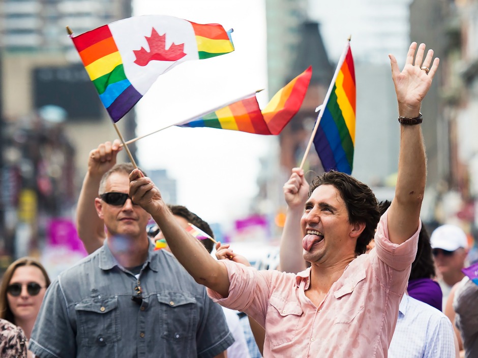 Image result for Trudeau lewd gay pride
